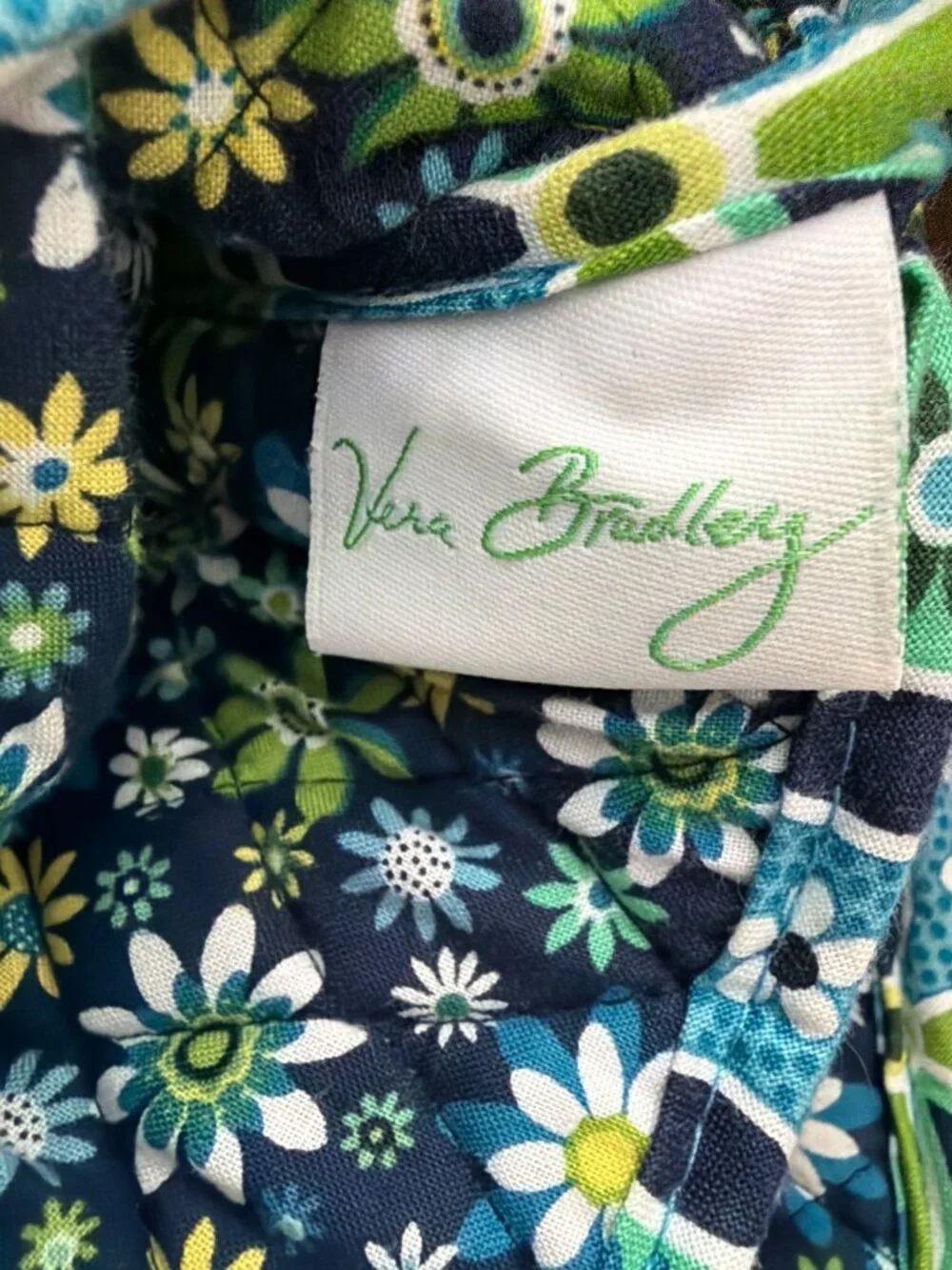 Vera Bradley Crossbody Messenger Laptop Bag Blue Green Daisy Daisy 14x10x4 in